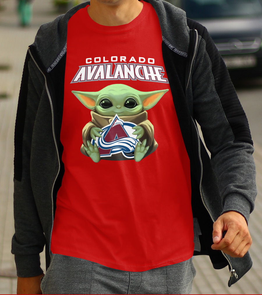 Colorado Avalanche Baby Yoda Holding T-Shirt