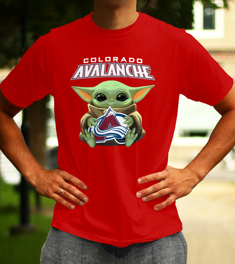 Colorado Avalanche Baby Yoda Holding T-Shirt