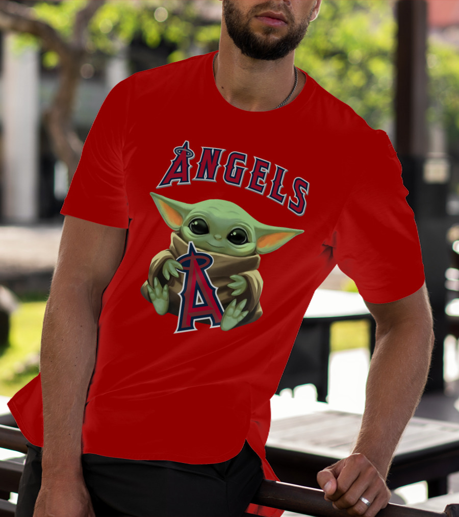 Baby Yoda Angels MLB Baseball Team Crossover T-Shirt