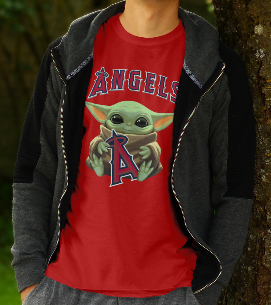 Baby Yoda Angels MLB Baseball Team Crossover T-Shirt