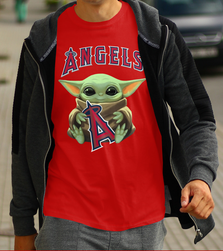 Baby Yoda Angels MLB Baseball Team Crossover T-Shirt
