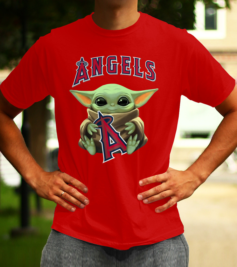 Baby Yoda Angels MLB Baseball Team Crossover T-Shirt