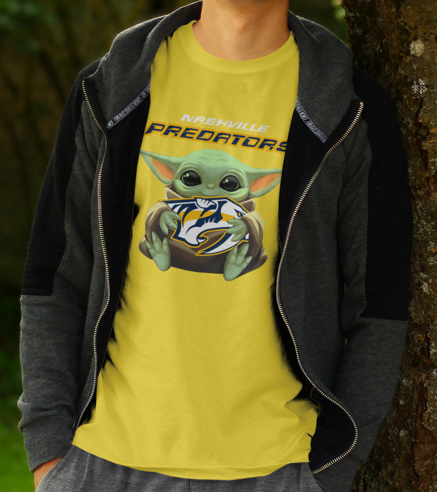Nashville Predators Baby Yoda Hugging T-Shirt