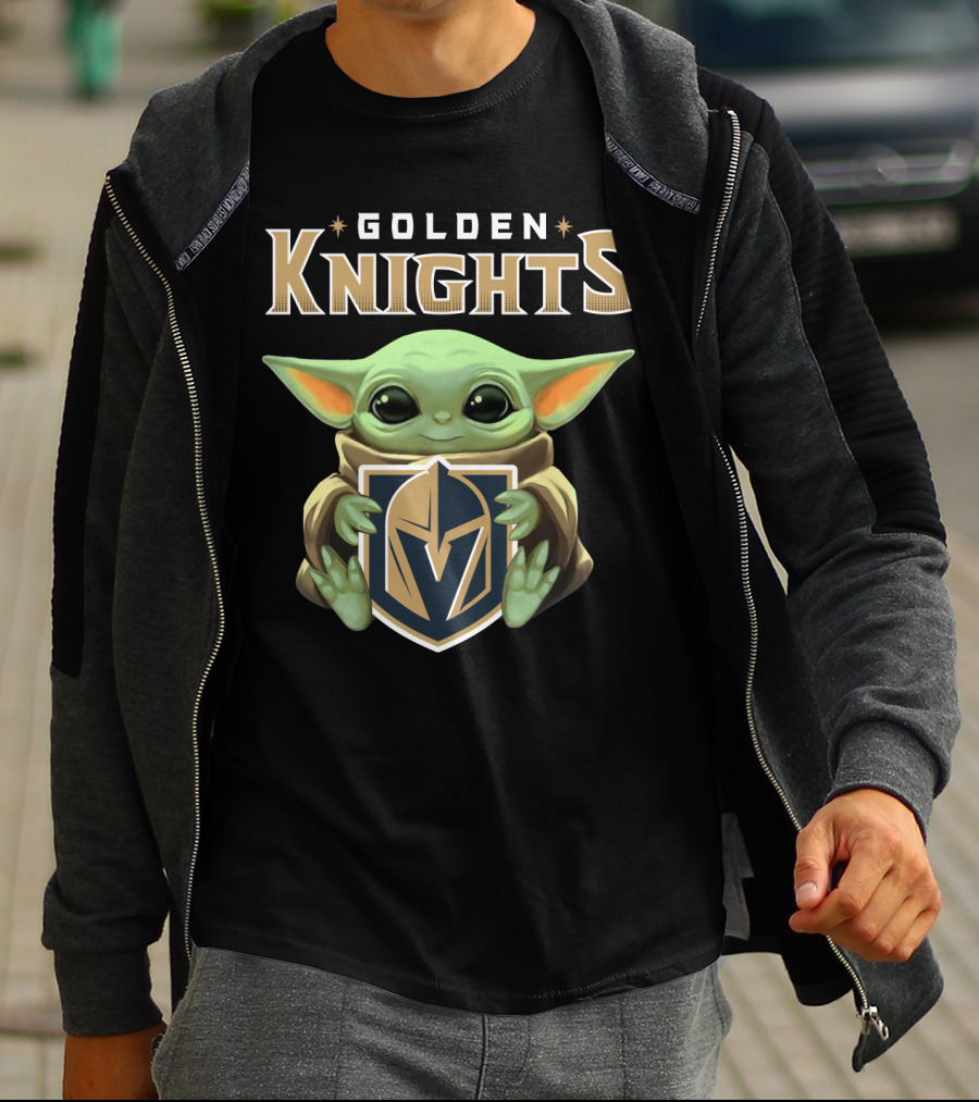 Golden Knights Baby Yoda Holding Team T-Shirt