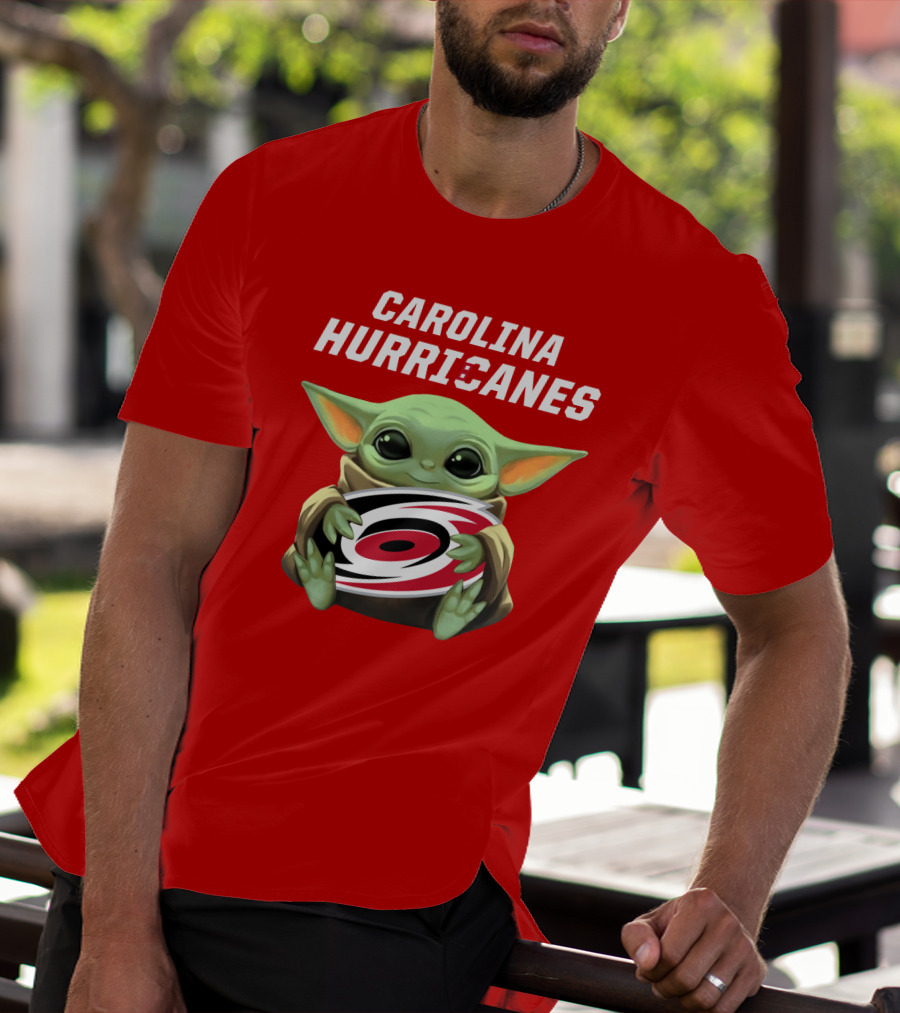 Carolina Hurricanes Baby Yoda Holding T-Shirt