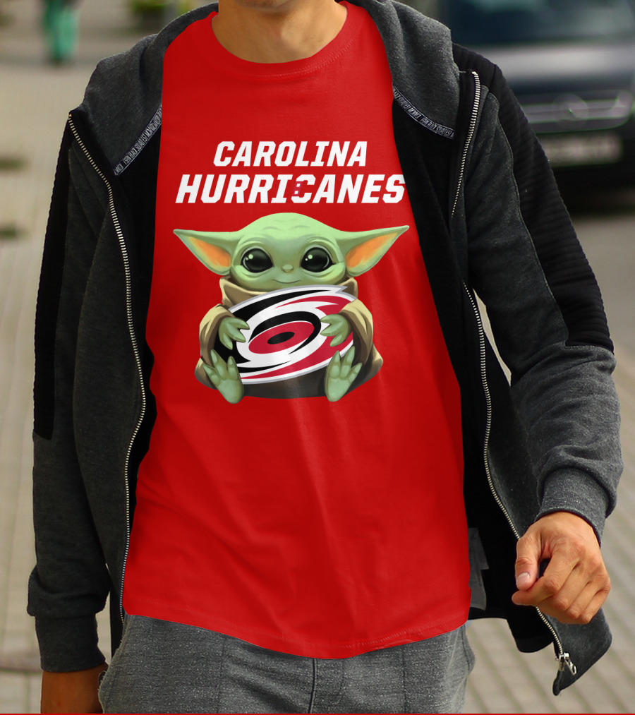 Carolina Hurricanes Baby Yoda Holding T-Shirt