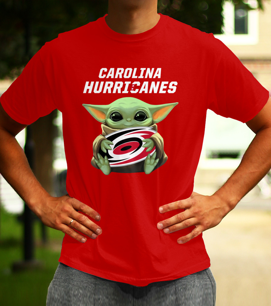 Carolina Hurricanes Baby Yoda Holding T-Shirt