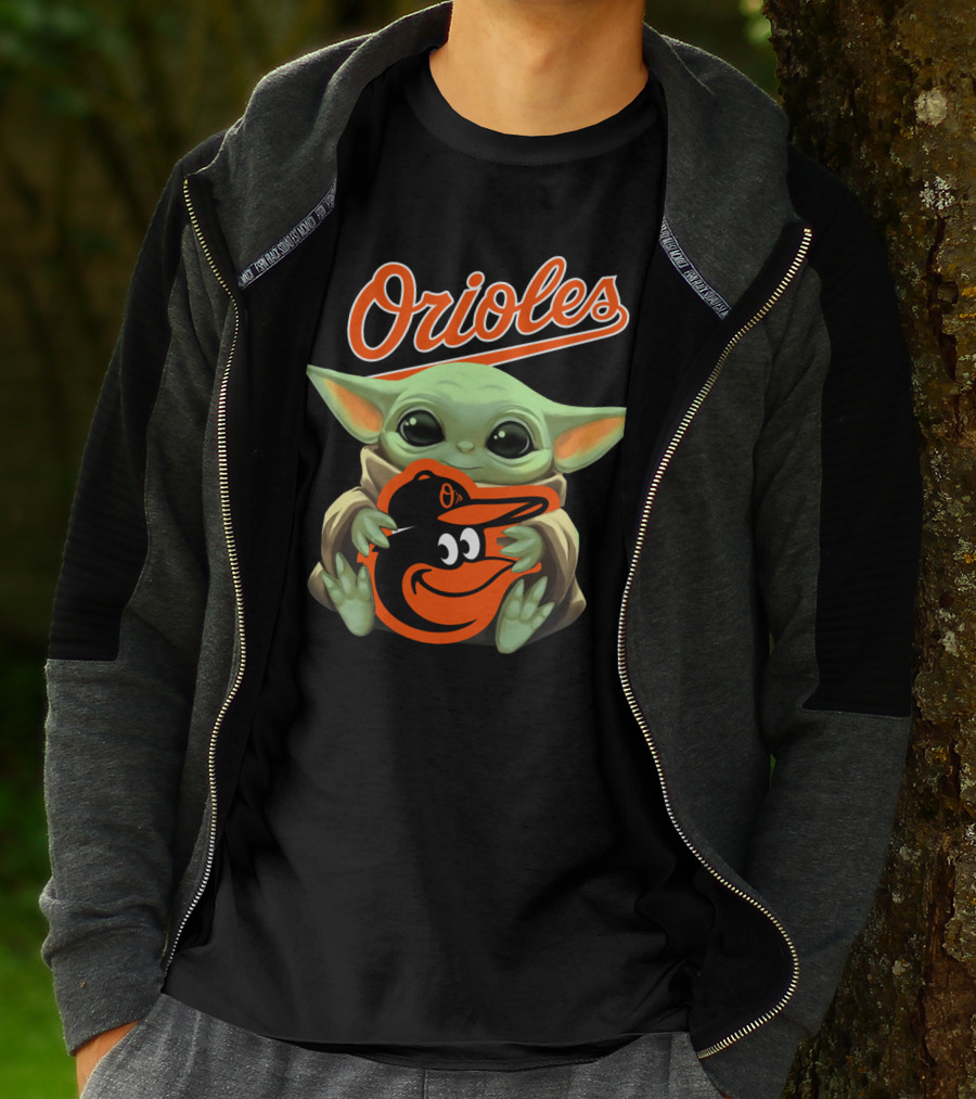 Orioles Baby Yoda Holding Baltimore Orioles T-Shirt