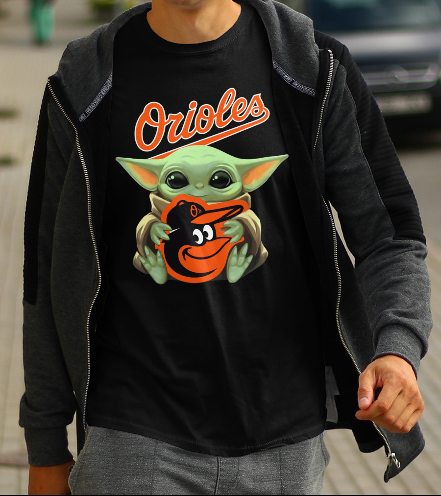 Orioles Baby Yoda Holding Baltimore Orioles T-Shirt