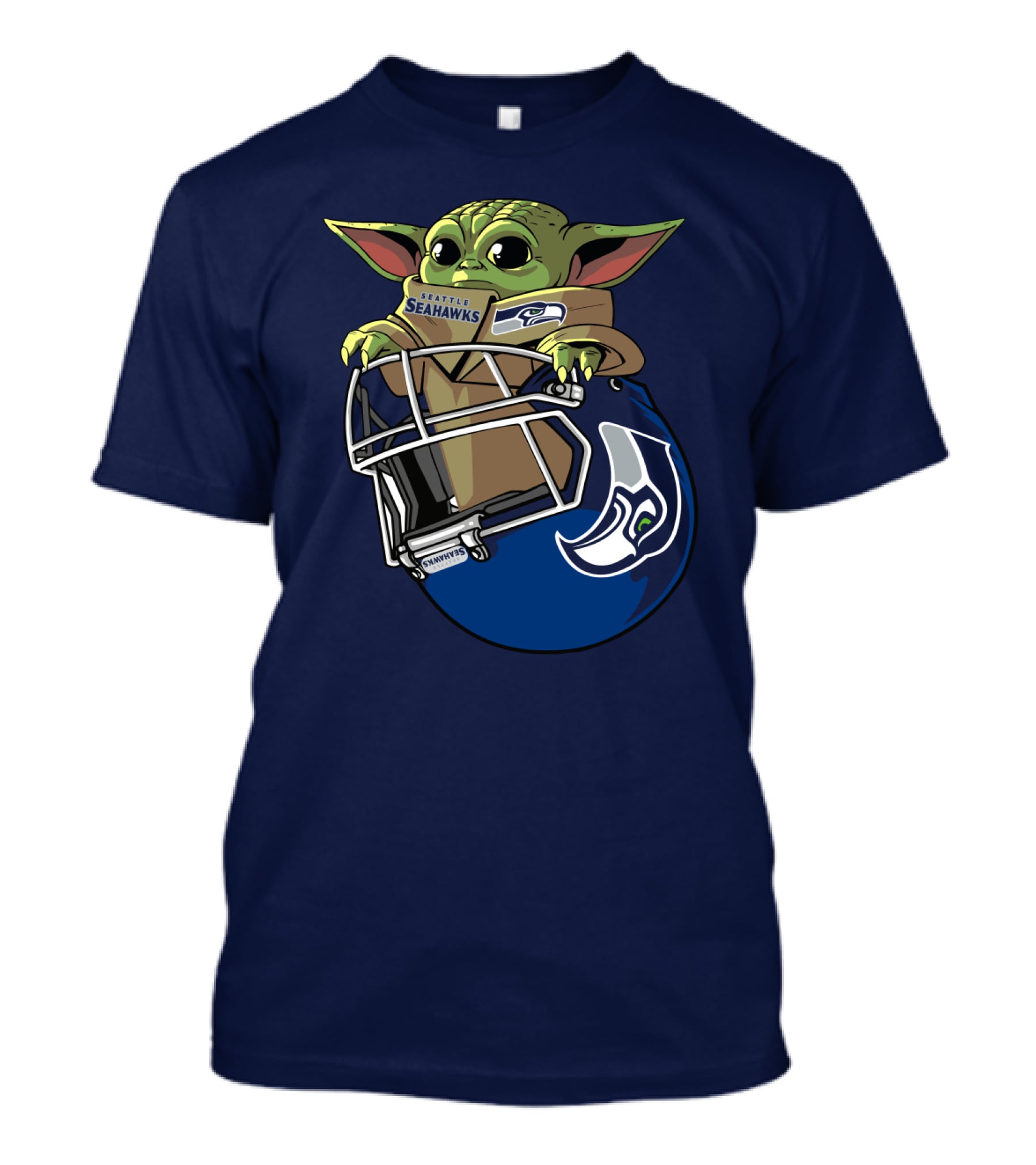 Seattle Seahawks Baby Yoda Helmet Fan T-Shirt