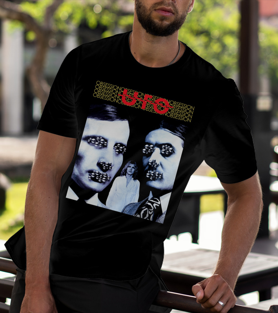 UFO Obsession Faces With Metallic Beads T-Shirt