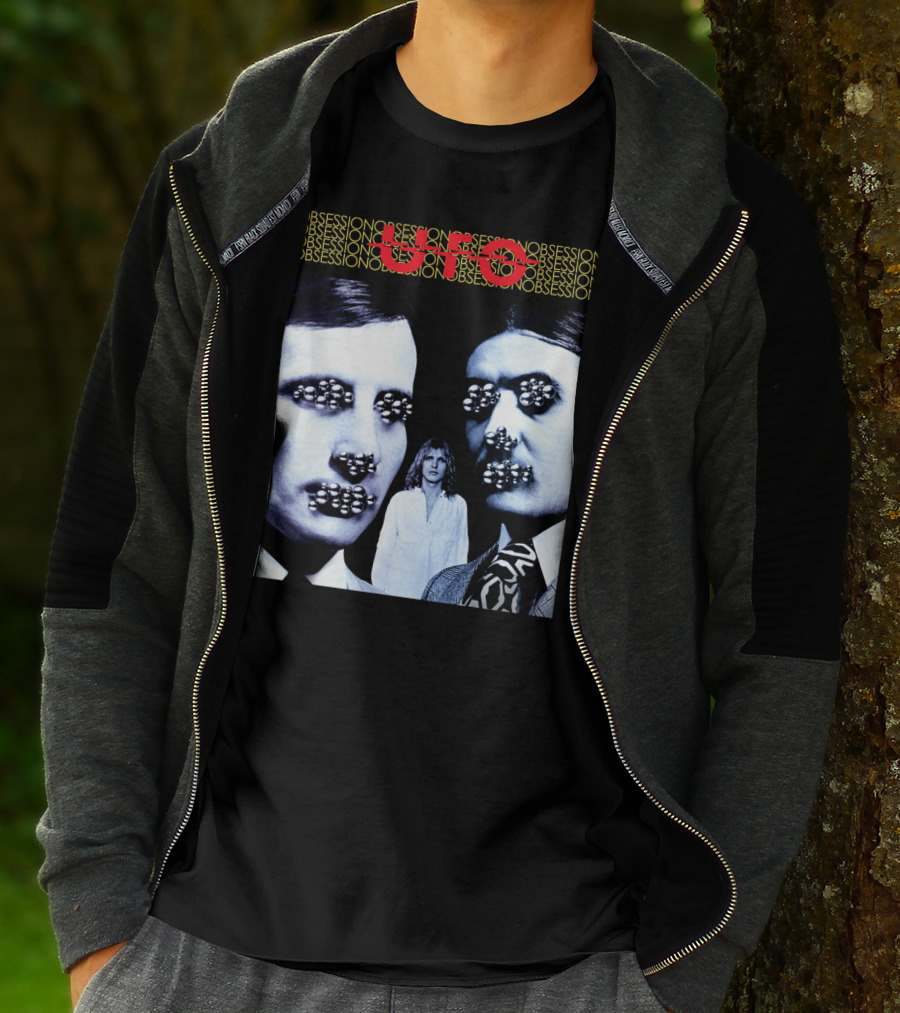 UFO Obsession Faces With Metallic Beads T-Shirt