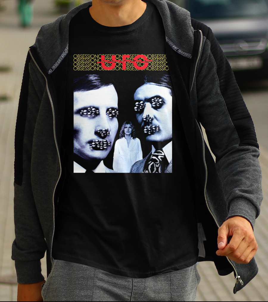 UFO Obsession Faces With Metallic Beads T-Shirt