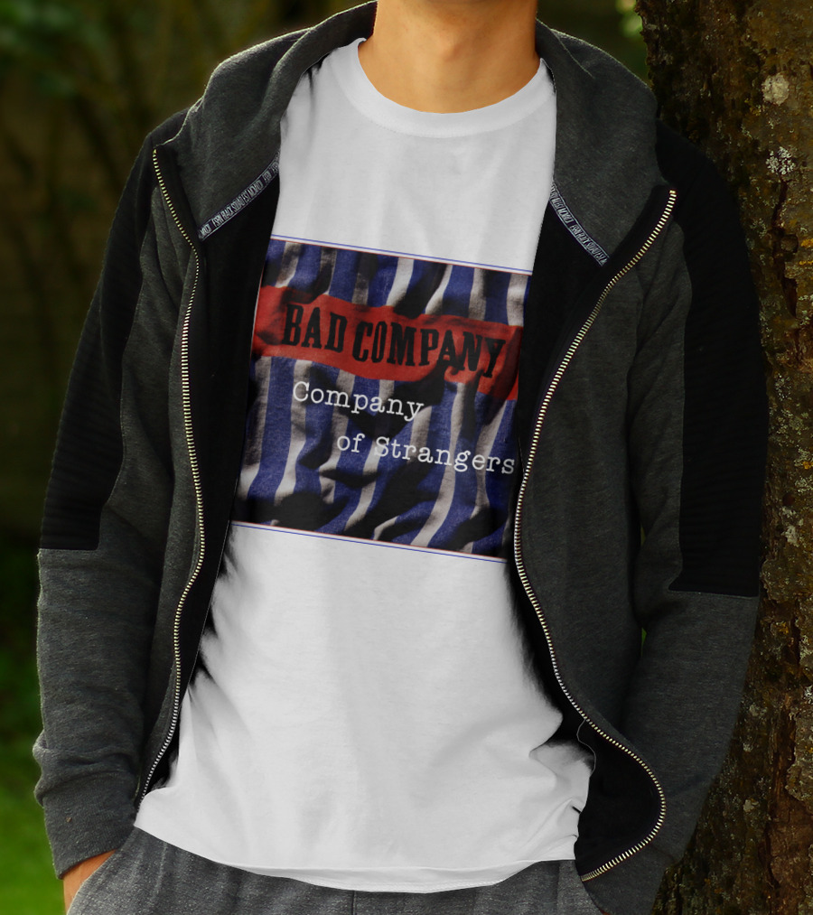 Bad Company Company Of Strangers On Striped Fabric Background T-Shirt
