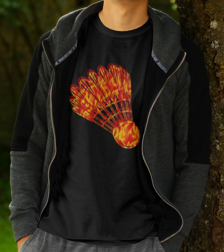Badminton Shuttlecock In Fire Flames T-Shirt