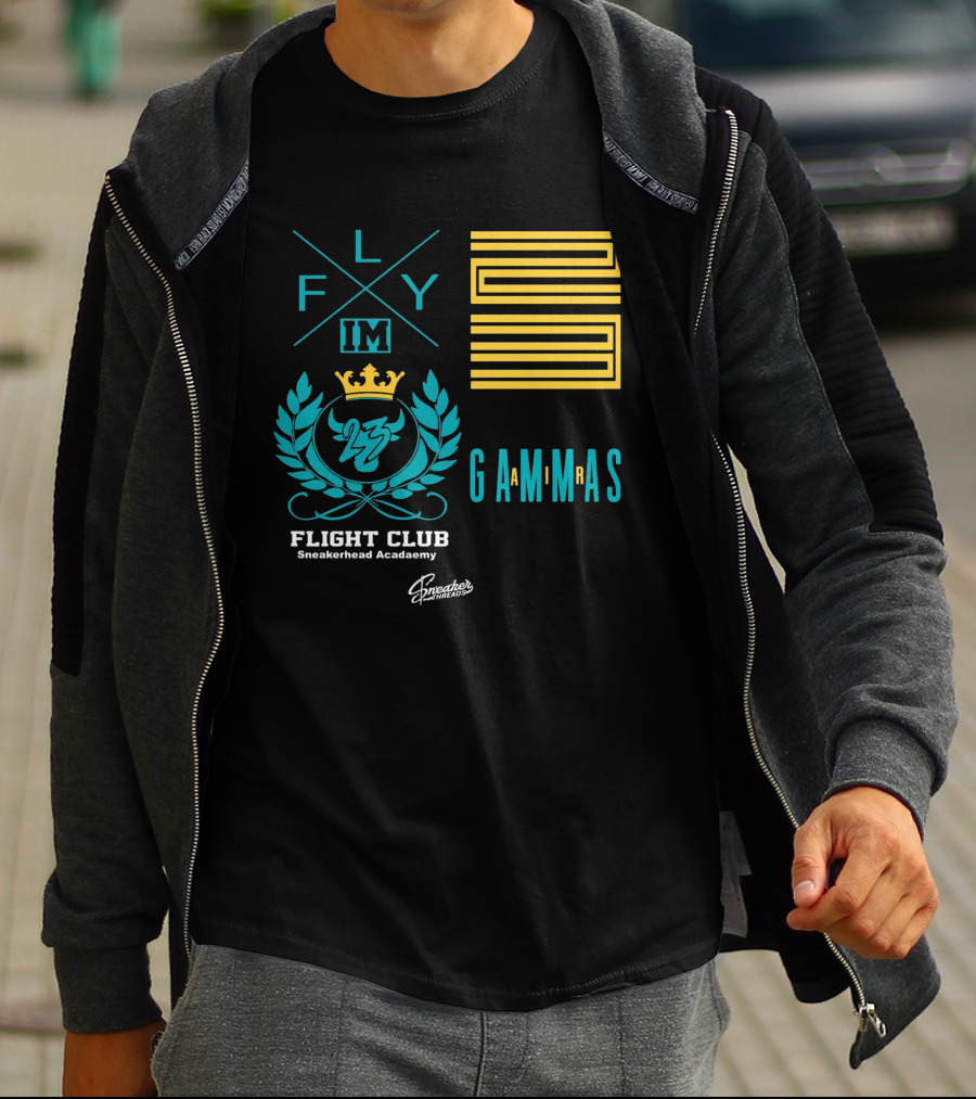Jordan 11 Gamma Blue Flight Club Sneakerhead Academy Fly Gammas Gammas 23 Crown Laurels T-Shirt