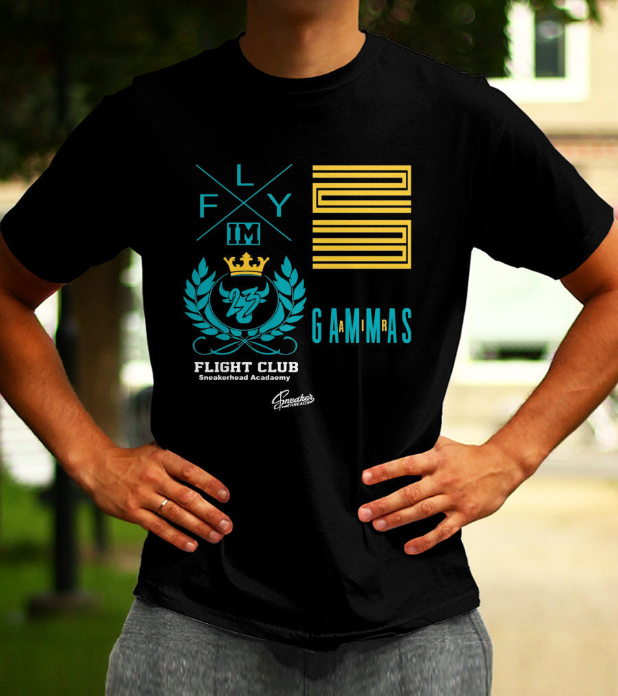 Jordan 11 Gamma Blue Flight Club Sneakerhead Academy Fly Gammas Gammas 23 Crown Laurels T-Shirt