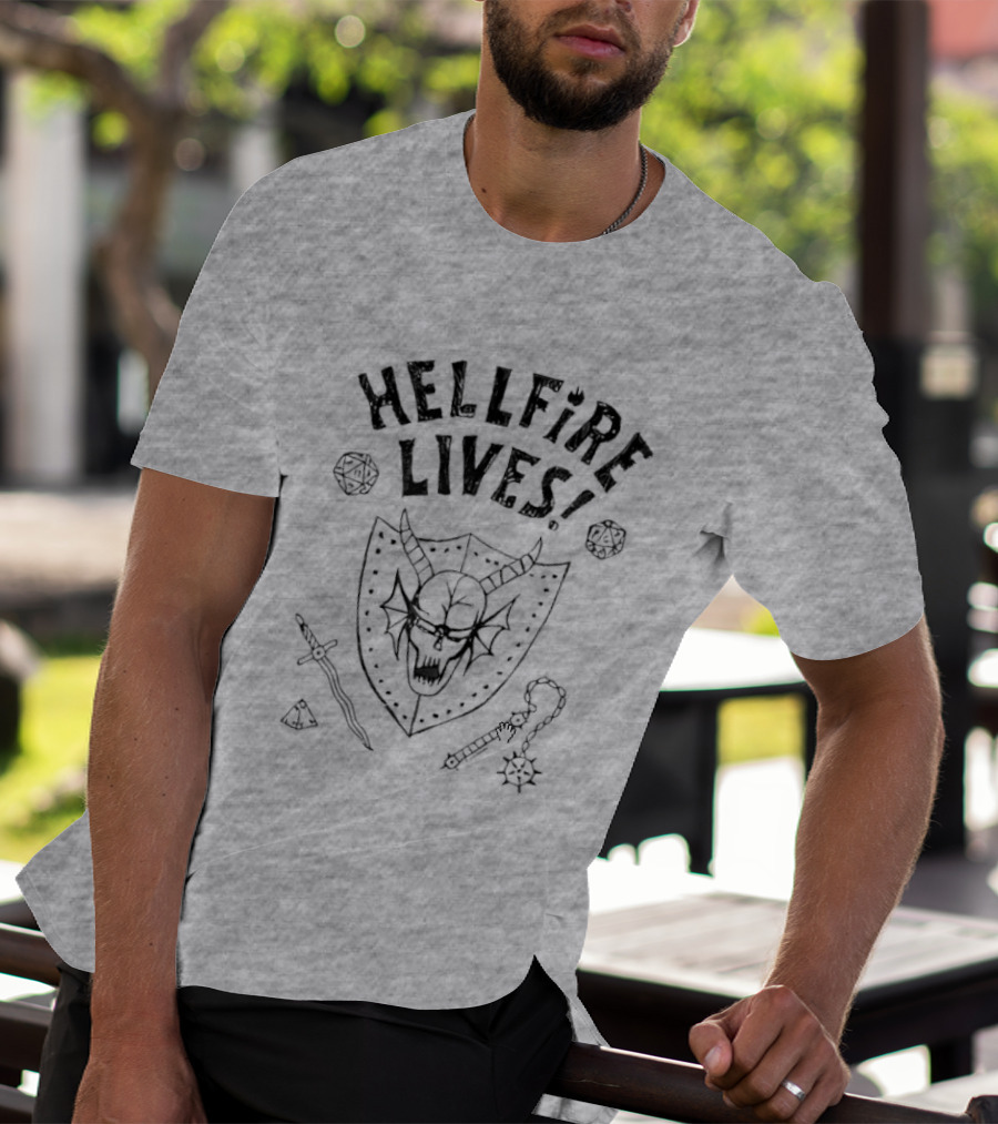Hellfire Lives Stranger Things Hawkins High Hellfire Club Dustin Henderson Dungeon Master Lives T-Shirt