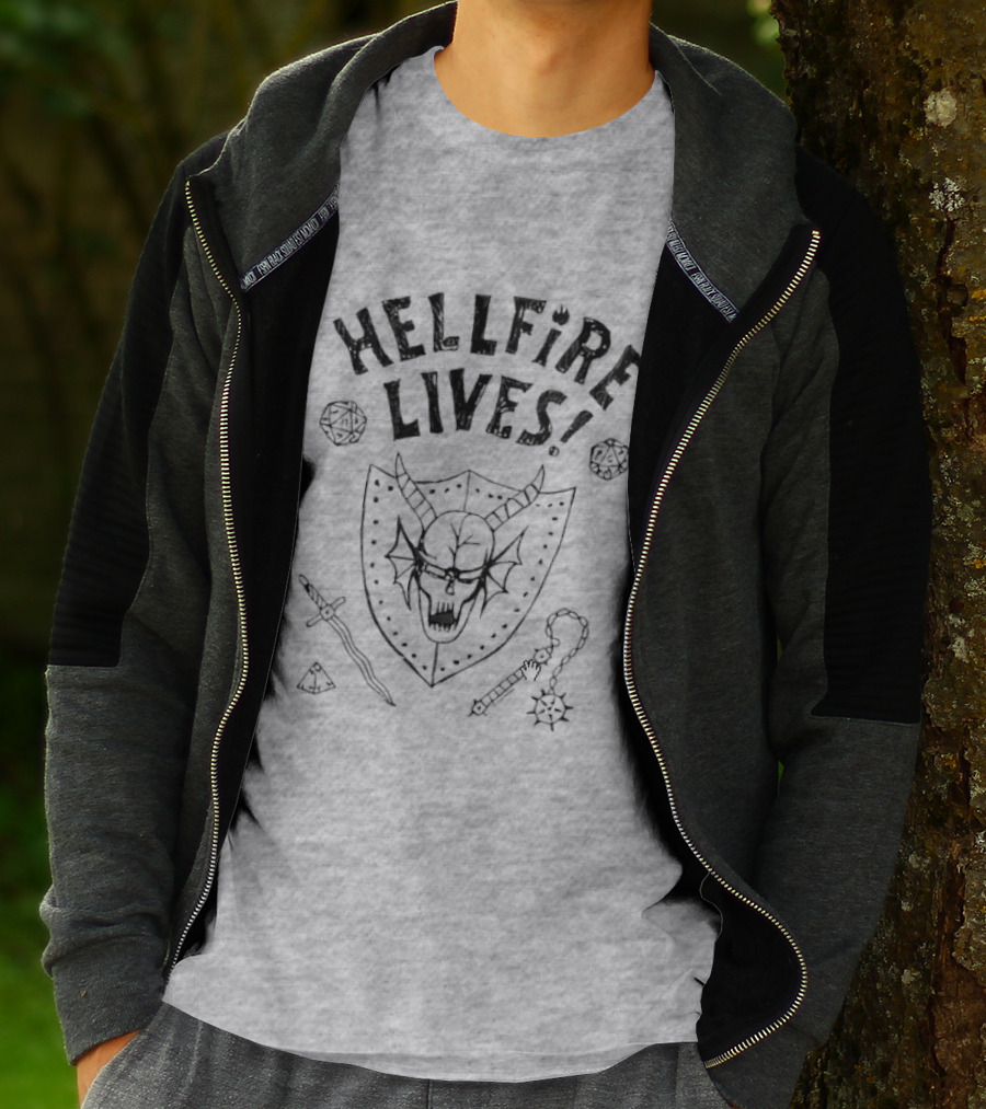 Hellfire Lives Stranger Things Hawkins High Hellfire Club Dustin Henderson Dungeon Master Lives T-Shirt