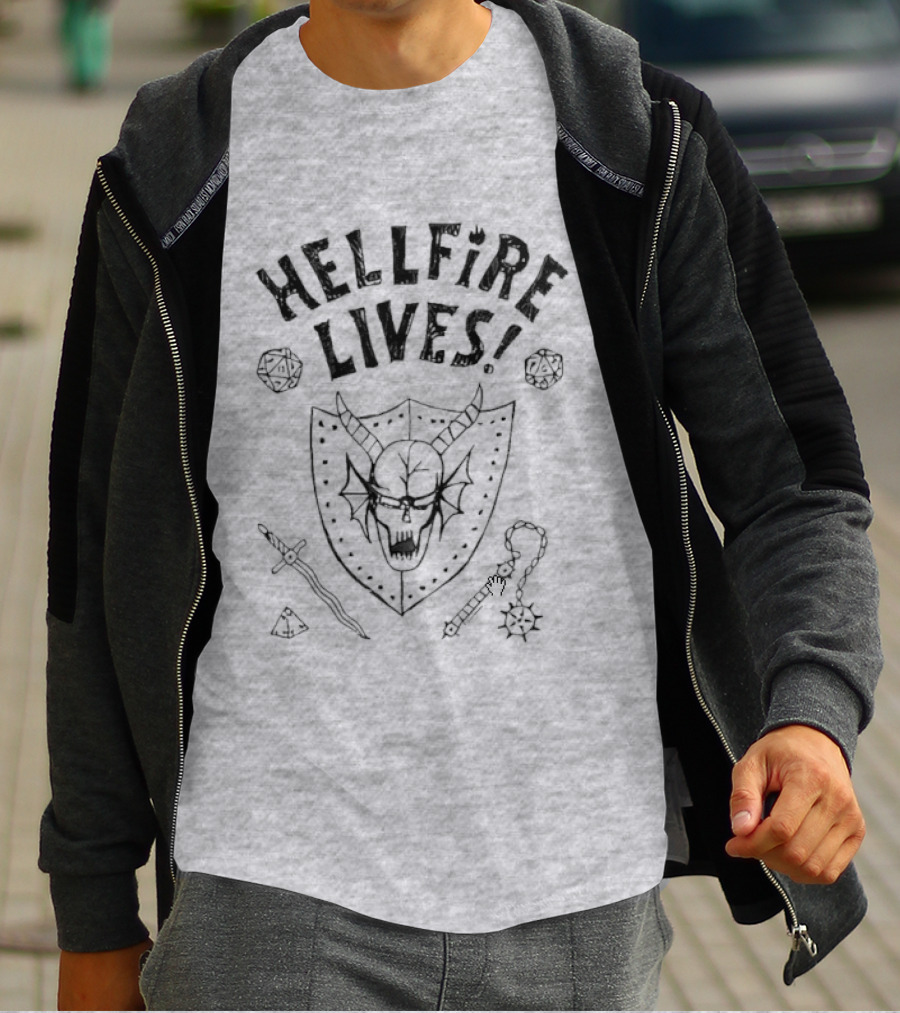 Hellfire Lives Stranger Things Hawkins High Hellfire Club Dustin Henderson Dungeon Master Lives T-Shirt