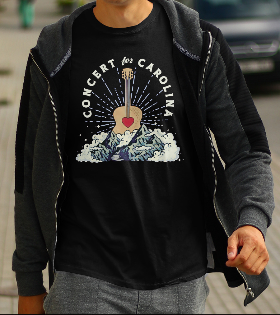 Concert For Carolina Guitar Heart Mountains T-Shirt