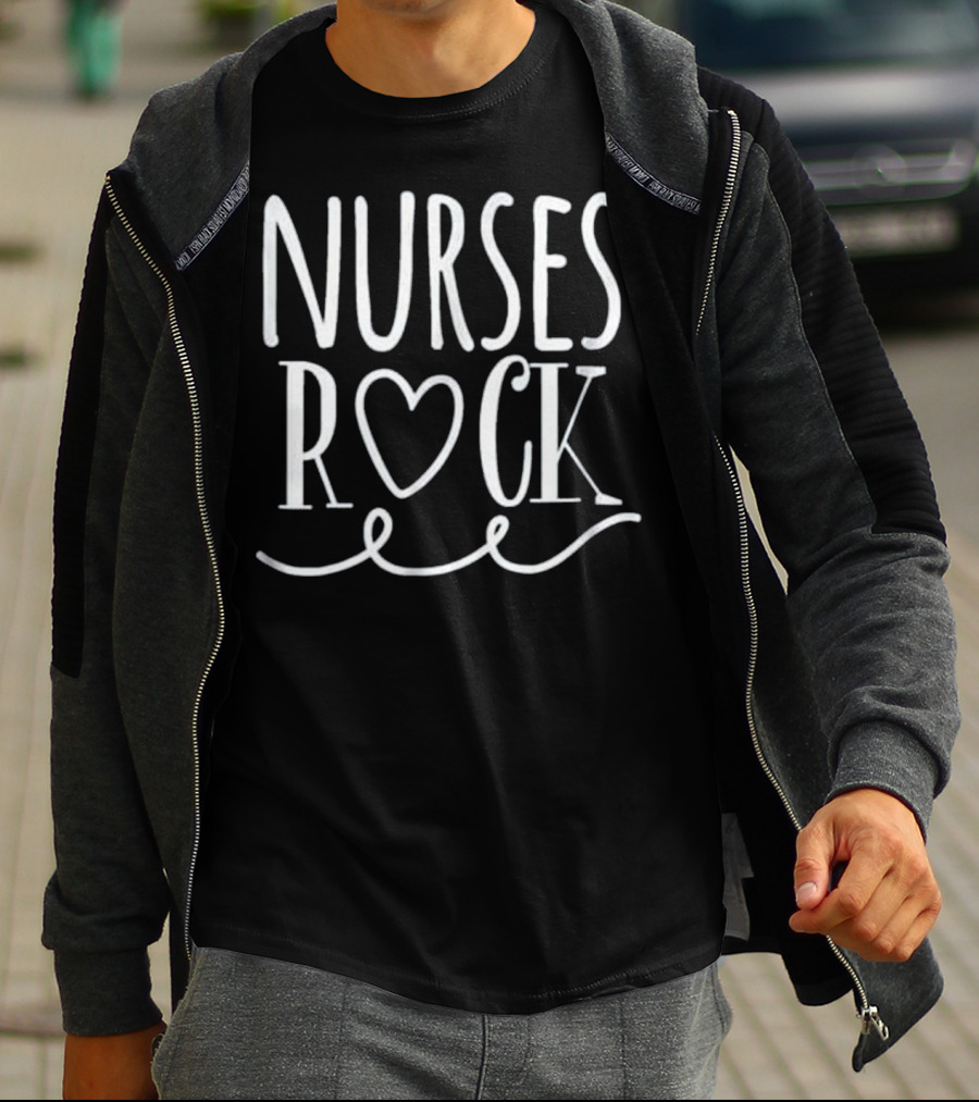 Nurses Rock Heart Symbol Nurse Appreciation Day T-Shirt
