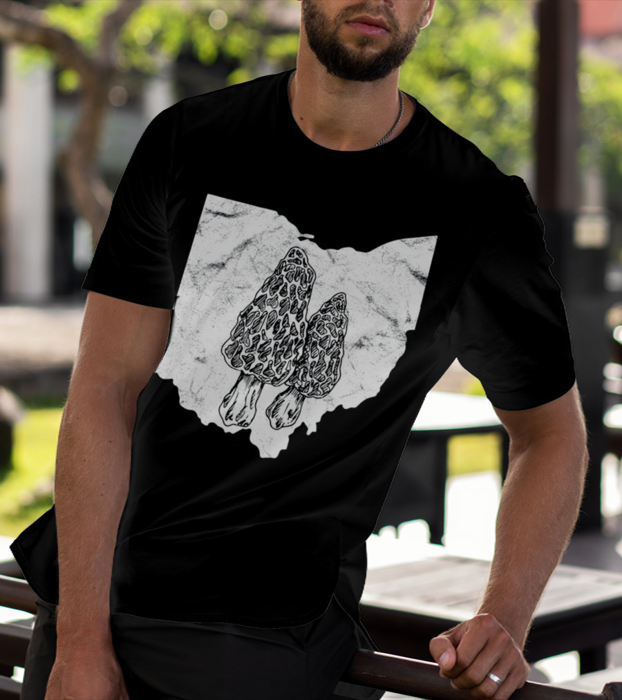 Ohio Morel Mushroom Hunting Map With Illustrated Morels T-Shirt
