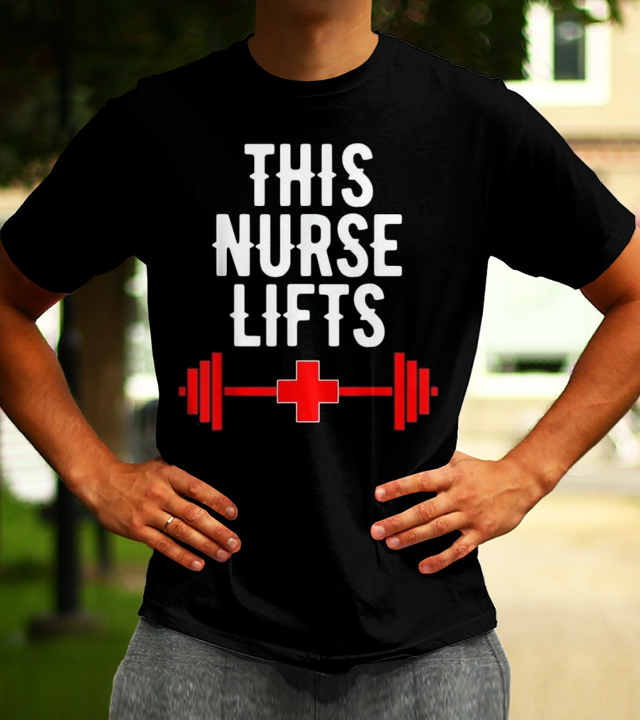 This Nurse Lifts Red Cross Barbell T-Shirt