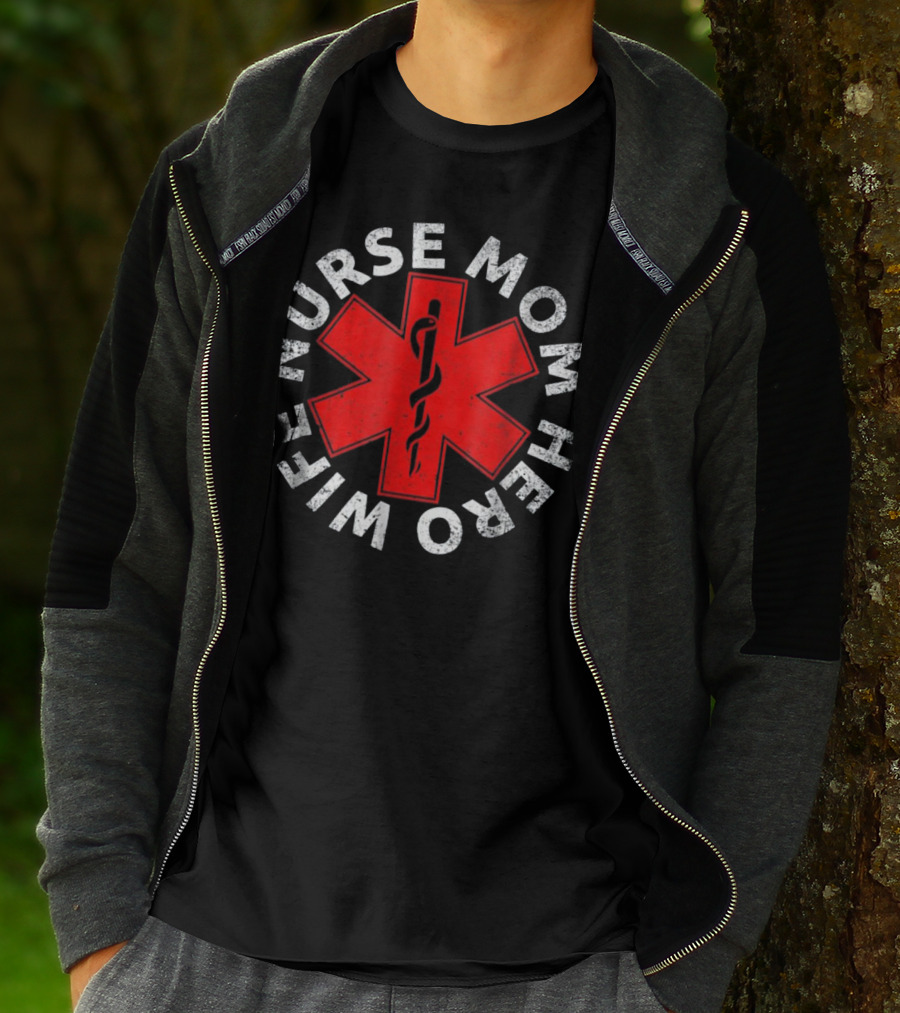 Nurse Wife Mom Hero Red Star Of Life T-Shirt