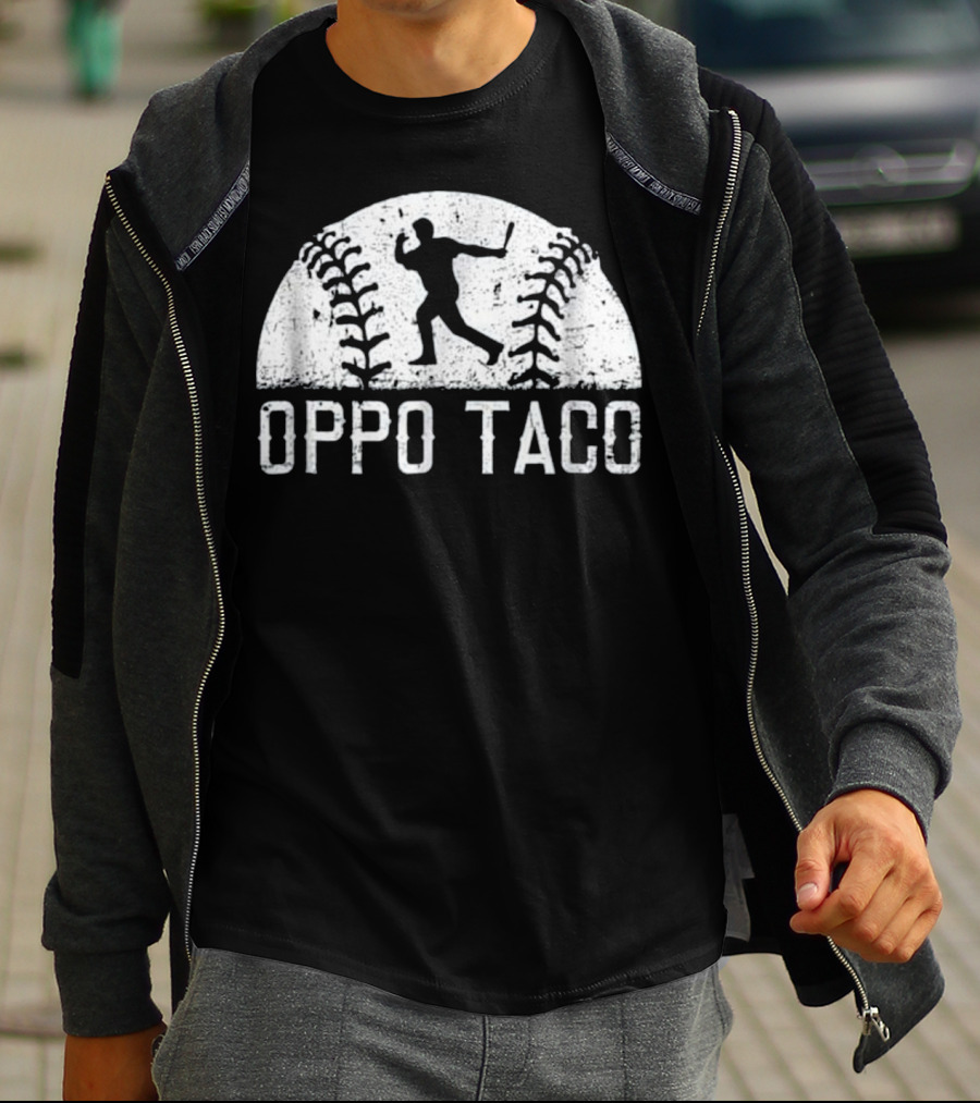 Oppo Taco Baseball Batter Silhouette With Stitching T-Shirt