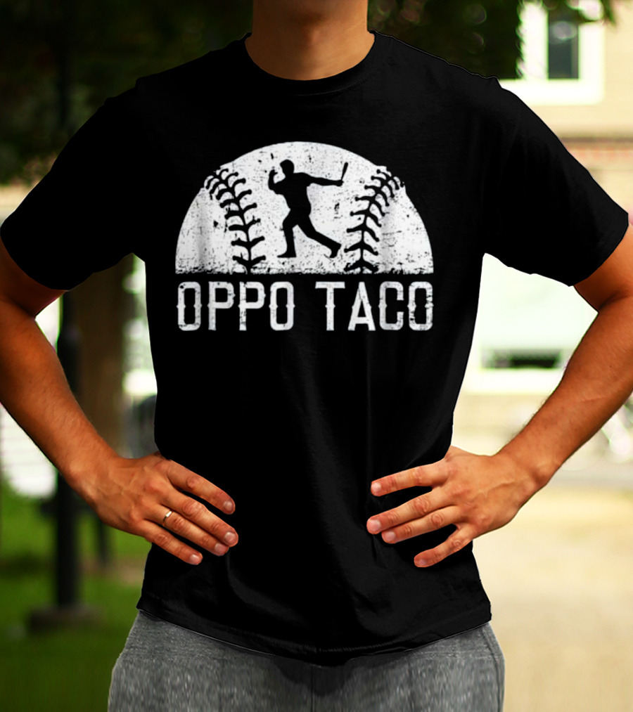 Oppo Taco Baseball Batter Silhouette With Stitching T-Shirt