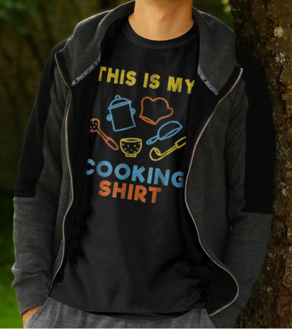 This Is My Cooking Shirt With Pot Hat Spatula Ladle Whisk And Bowl T-Shirt