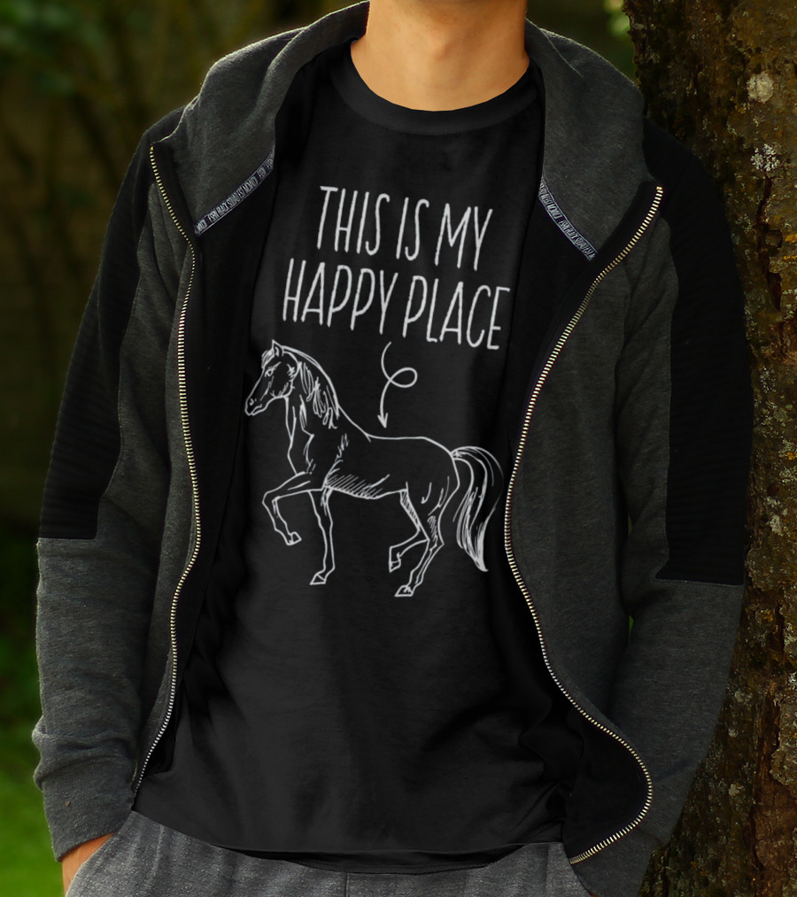 This Is My Happy Place Horse Lover Sketch T-Shirt