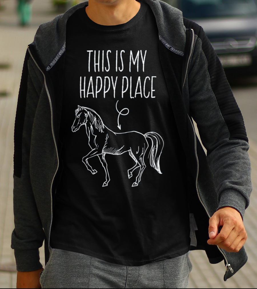 This Is My Happy Place Horse Lover Sketch T-Shirt