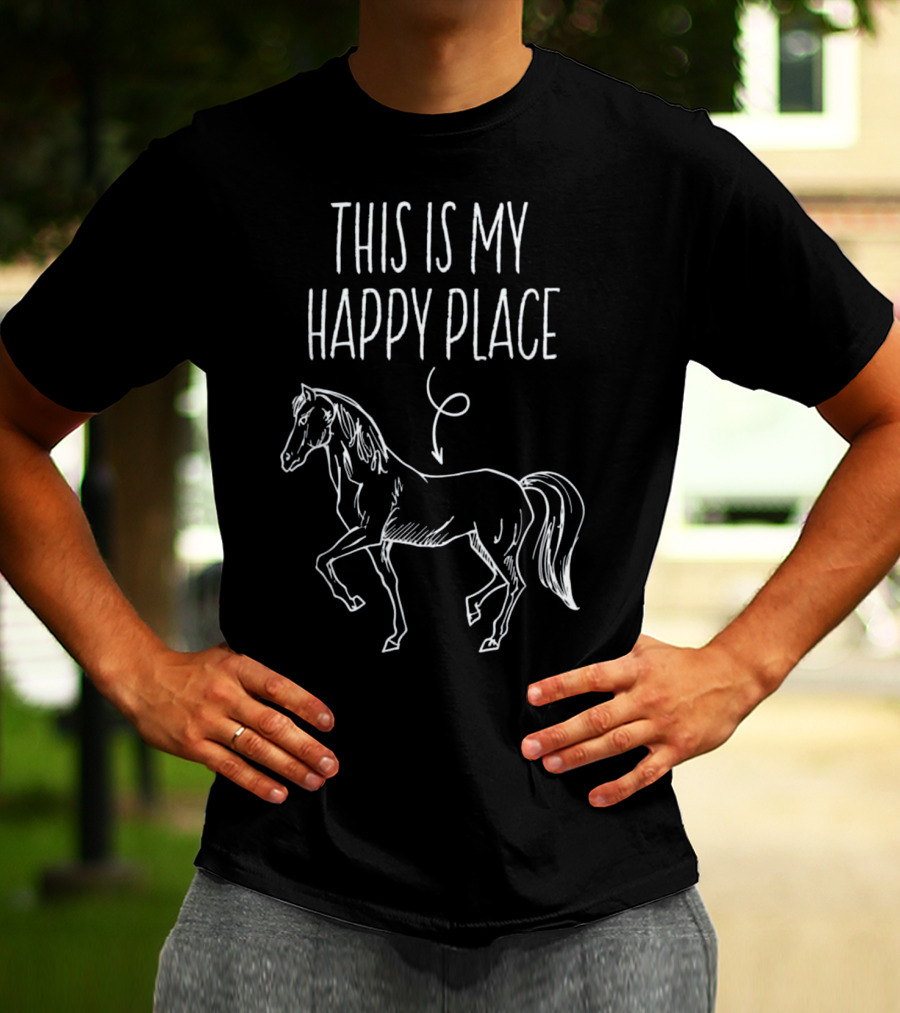 This Is My Happy Place Horse Lover Sketch T-Shirt