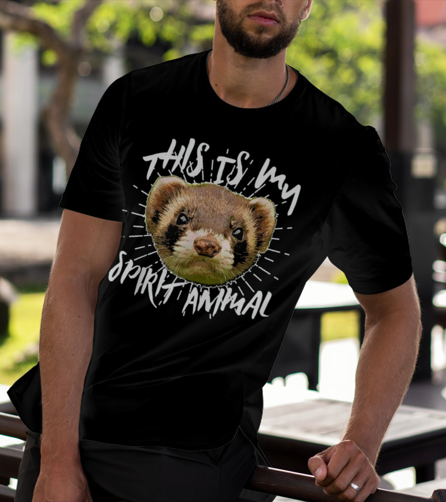 This Is My Spirit Animal Ferret Illustration With Bold Handwritten Text T-Shirt