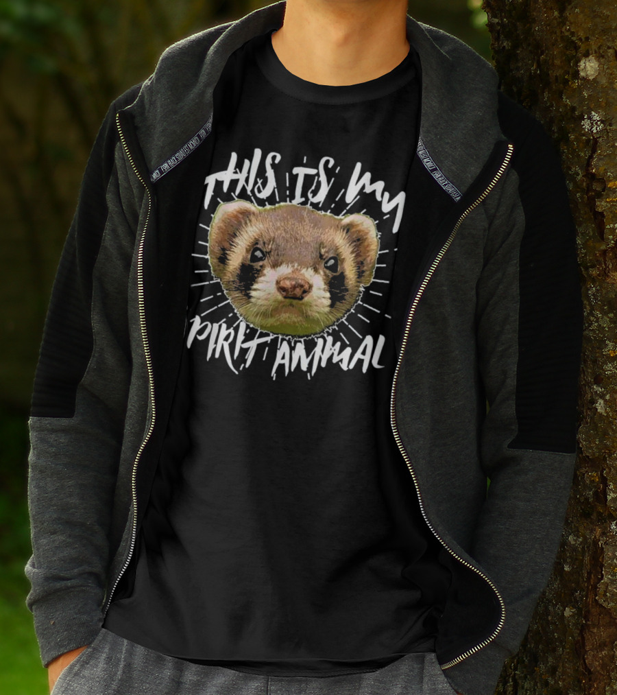This Is My Spirit Animal Ferret Illustration With Bold Handwritten Text T-Shirt