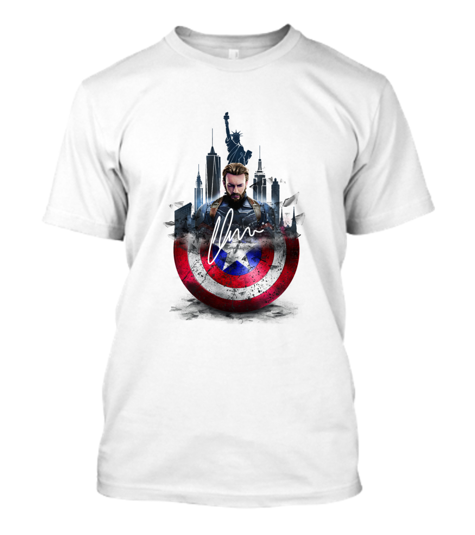 Captain America Shield New York City Skyline Heroic T-Shirt