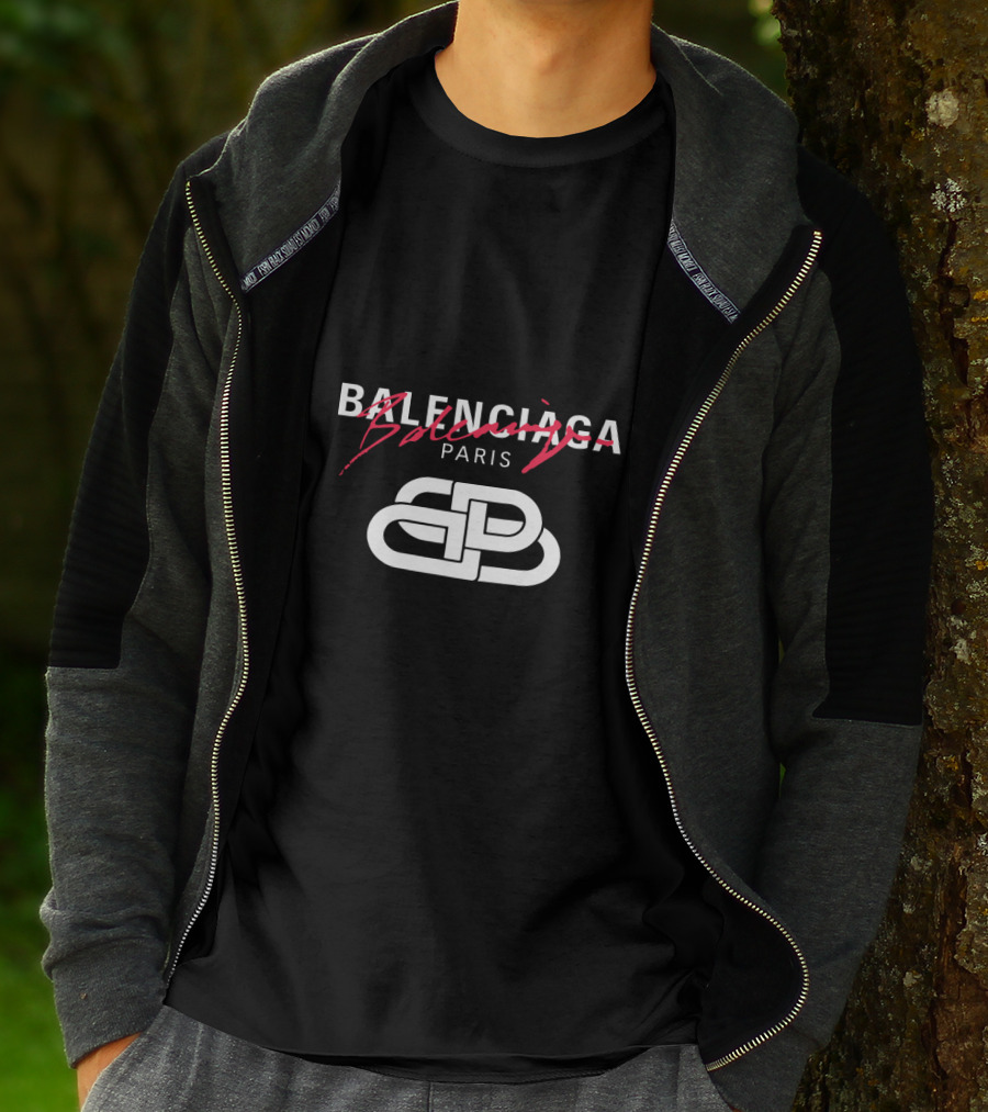 Balenciaga Paris Logo With Red Scribble Stripe T-Shirt