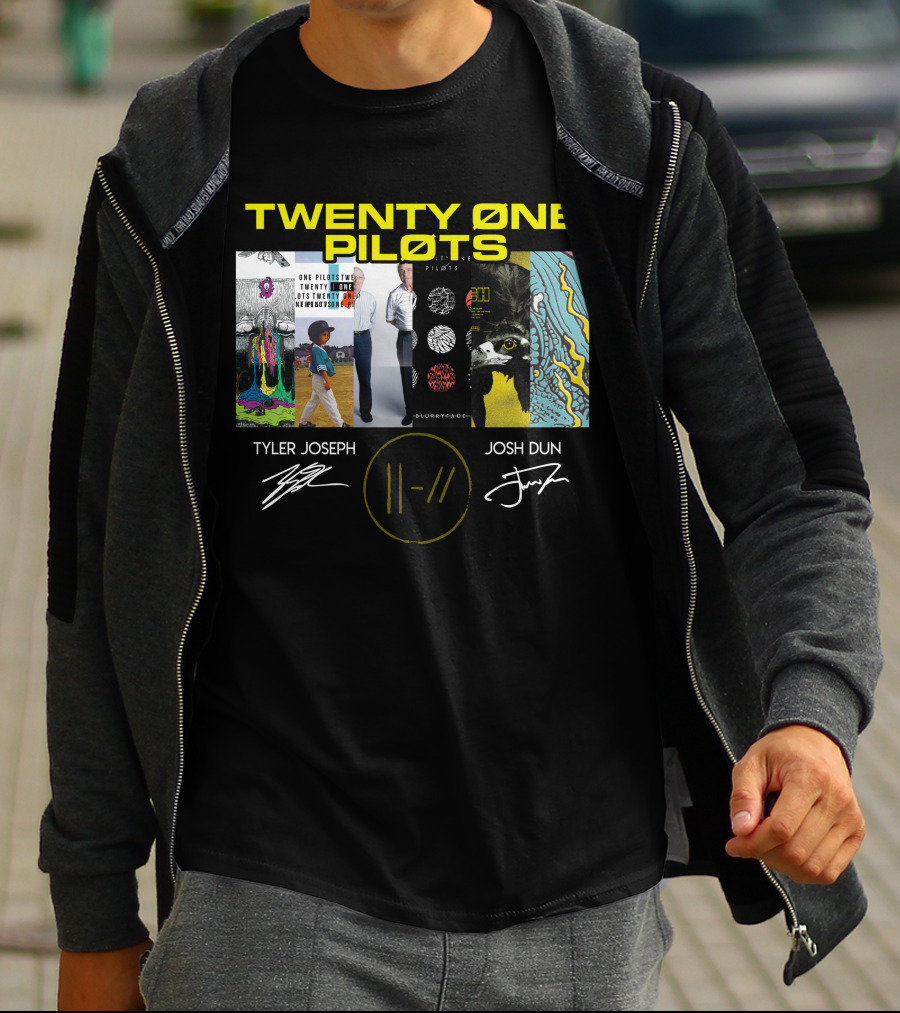 Twenty Øne Piløts Album Art And Signatures Tyler Joseph Josh Dun T-Shirt