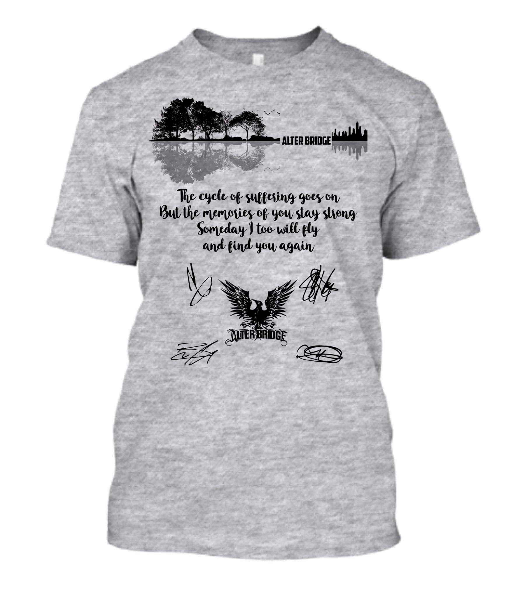 Alter Bridge Cycle Of Suffering Reflection Skyline Eagle Signatures T-Shirt