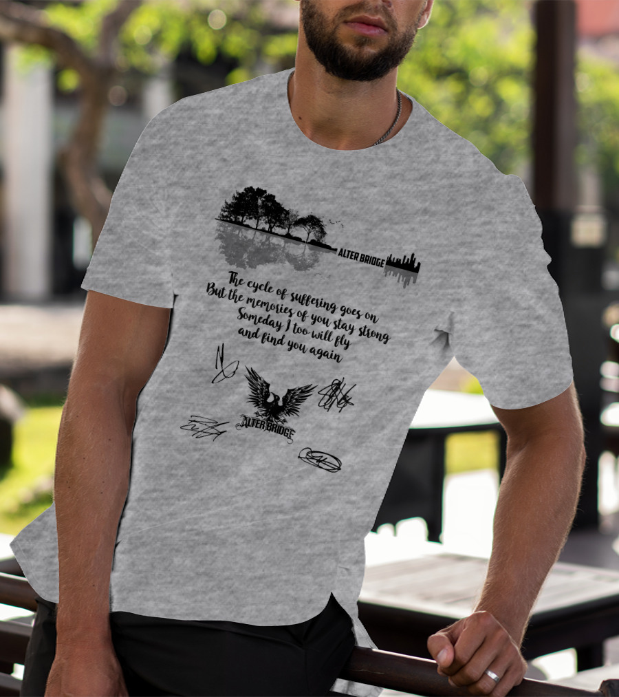 Alter Bridge Cycle Of Suffering Reflection Skyline Eagle Signatures T-Shirt