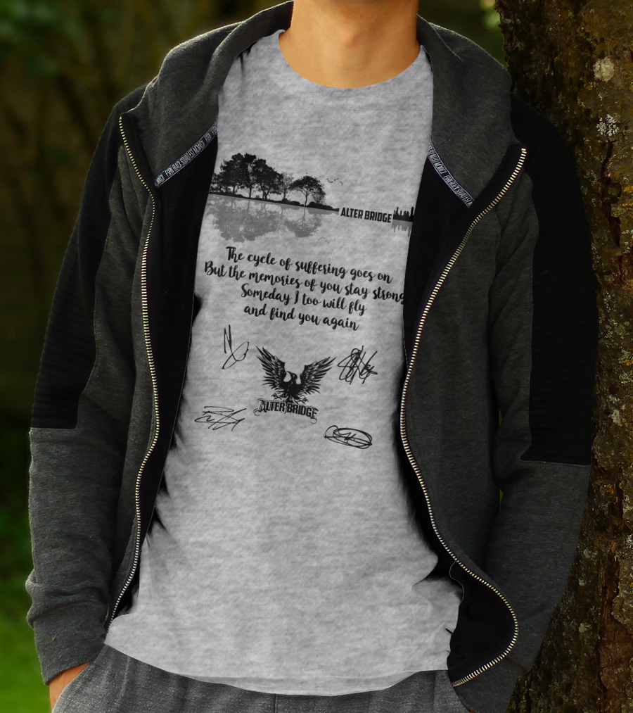Alter Bridge Cycle Of Suffering Reflection Skyline Eagle Signatures T-Shirt