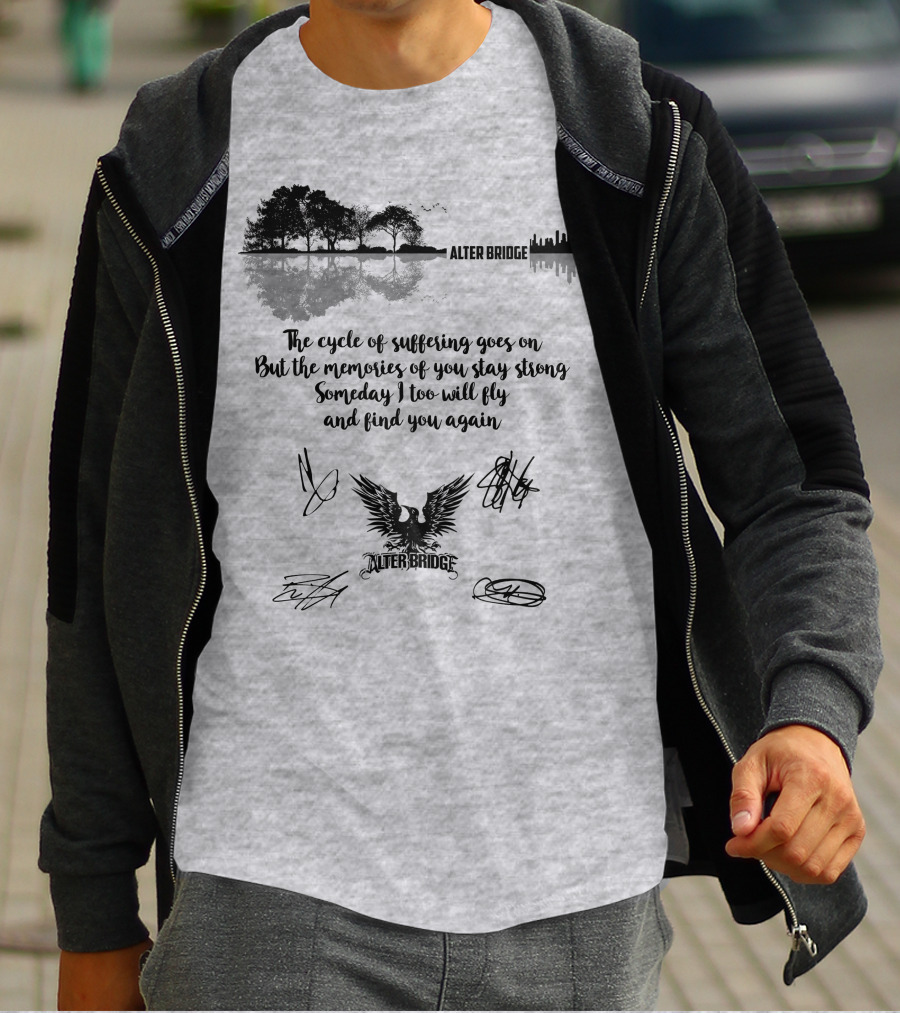 Alter Bridge Cycle Of Suffering Reflection Skyline Eagle Signatures T-Shirt