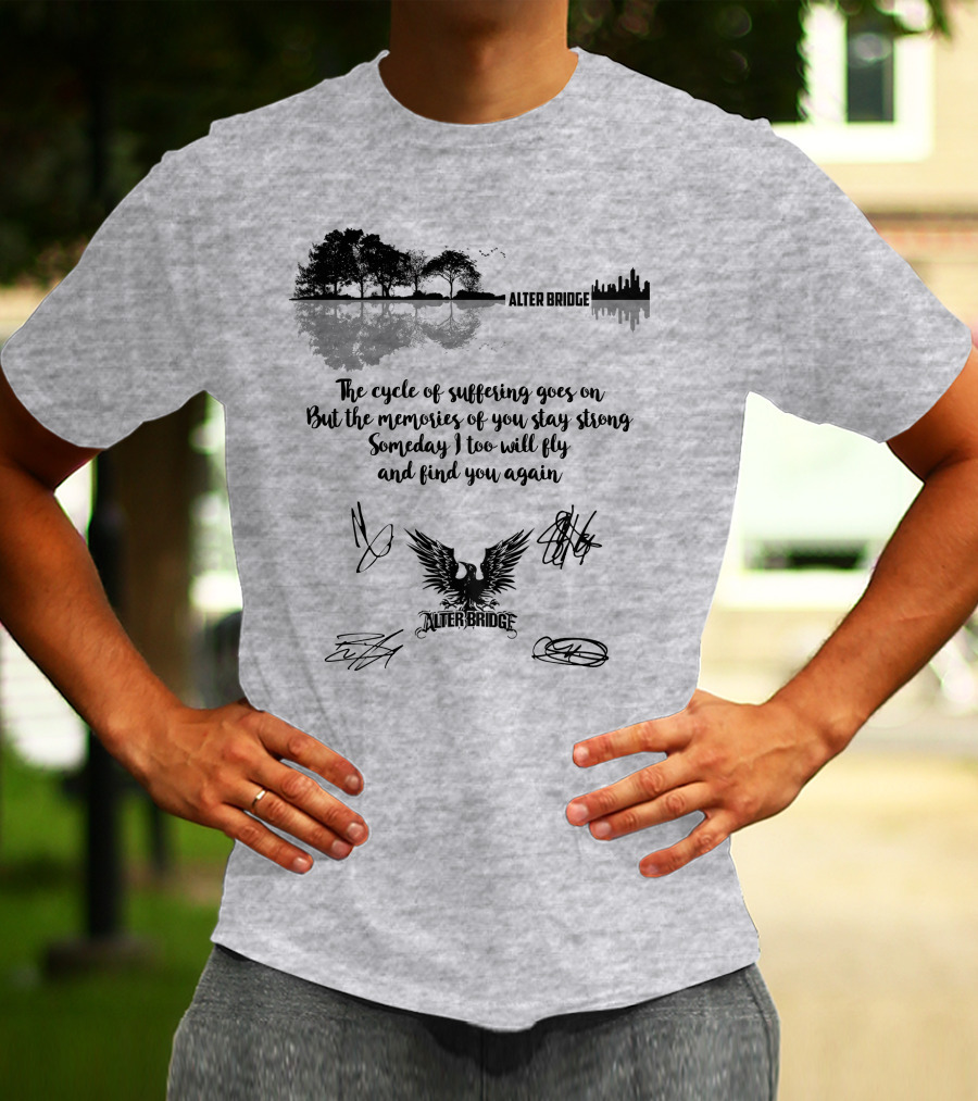 Alter Bridge Cycle Of Suffering Reflection Skyline Eagle Signatures T-Shirt