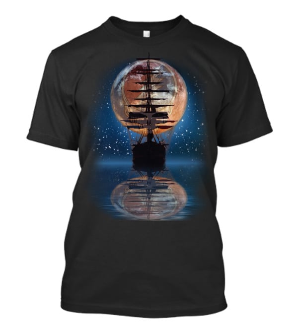 GD ShipofFools Skull Ship Moon Reflection T-Shirt