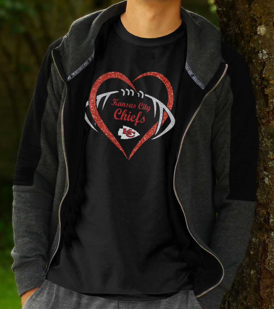 Kansas City Chiefs Heart Football T-Shirt
