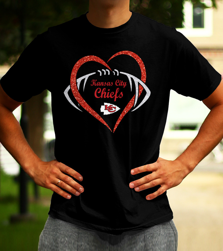 Kansas City Chiefs Heart Football T-Shirt