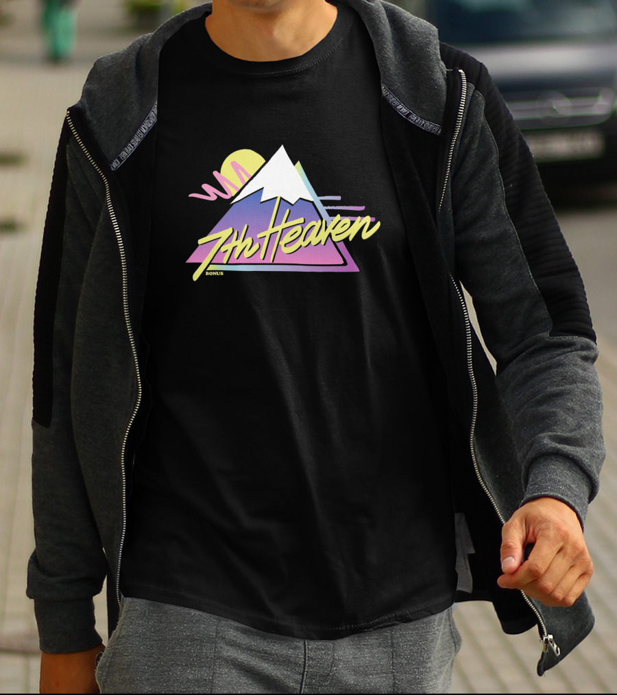 7th Heaven Retro Mountain Sunset Aesthetic Bonus T-Shirt
