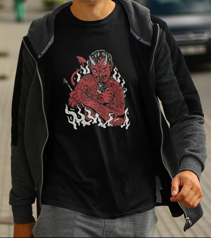 Apply This Mischievous Tattooed Devil Image To All Existing T-Shirt